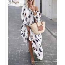 Summer Black Print Polka Dot Long Sleeve Chiffon Women Mini Casual Dresses